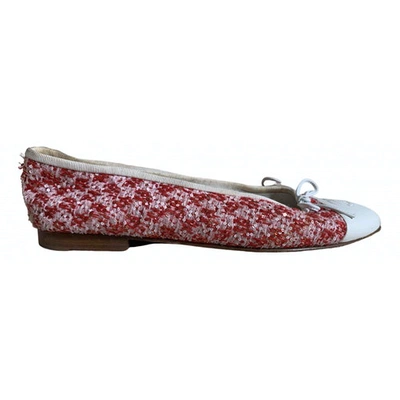 Pre-owned Chanel Red Cloth Ballet Flats