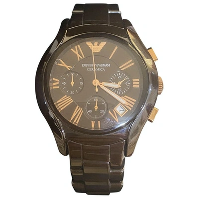 Pre-owned Emporio Armani Brown Steel Watch