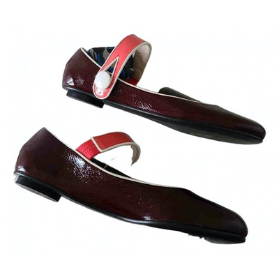 Pre-owned Marc Jacobs Patent Leather Ballet Flats In Burgundy