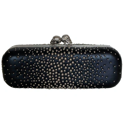 Pre-owned Alexander Mcqueen Skull Black Leather Clutch Bag