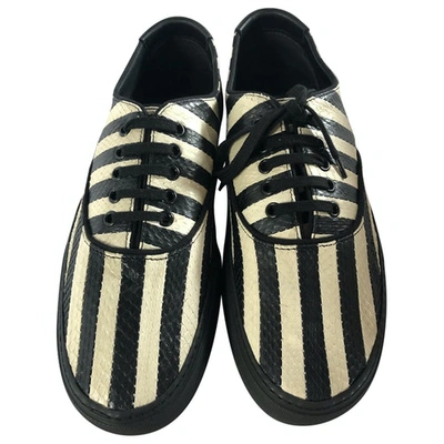 Pre-owned Saint Laurent Venice White Water Snake Trainers