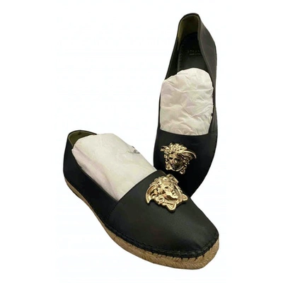 Pre-owned Versace Black Leather Espadrilles