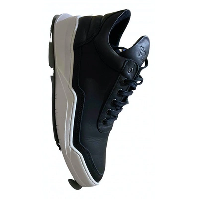 Pre-owned Filling Pieces Black Leather Trainers