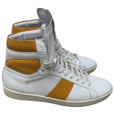 Pre-owned Saint Laurent Leather High Trainers In White