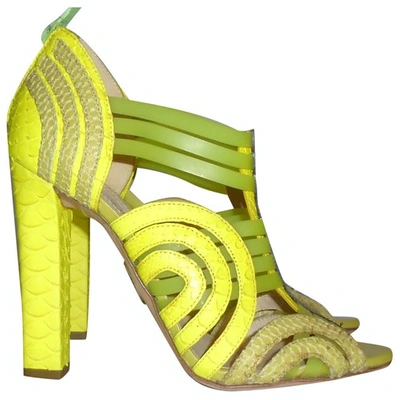 Pre-owned Roberto Cavalli Green Leather Heels