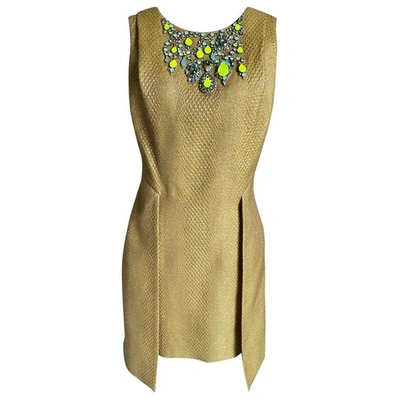 Pre-owned Matthew Williamson Gold Wool Dress