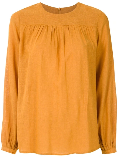 Shop Andrea Marques Gathering Panel Blouse In Yellow