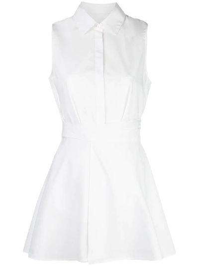 Shop Rosetta Getty Sleeveless Peplum Shirt In White