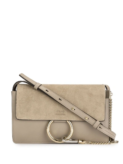 Shop Chloé Small Faye Shoulder Bag In Grey