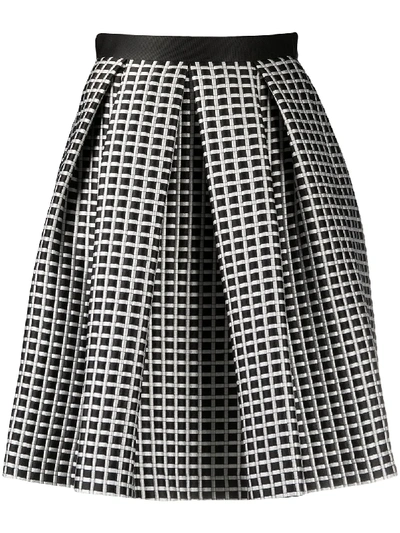 Shop Emporio Armani Check Patterned Pleat Detail Skirt In Black