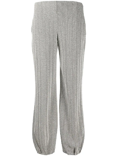 Shop Emporio Armani Knitted Zigzag Patterned Trousers In White