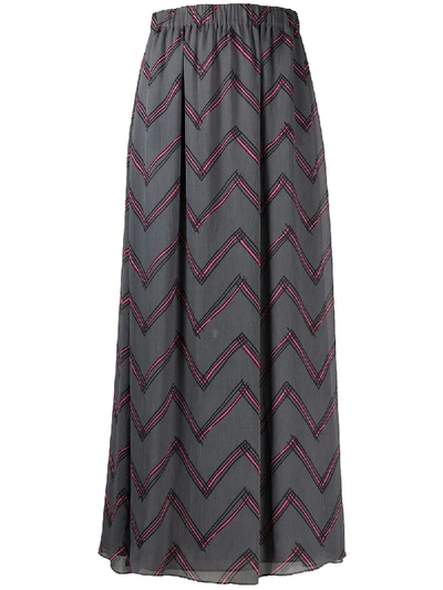 Shop Emporio Armani Zigzag Print Elasticated Waist Skirt In Grey