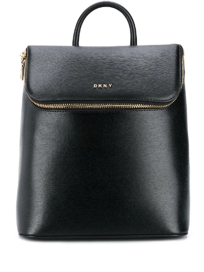 Dkny Bryant Park Leather Top Zip Backpack, Created For Macy's In Black