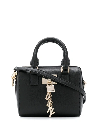 Shop Dkny Elissa Leather Mini Tote In Black