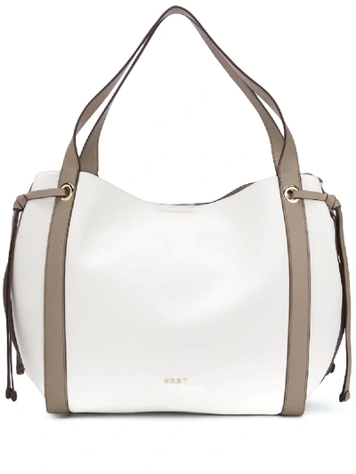 Shop Dkny Lopez Large Leather Tote In Neutrals