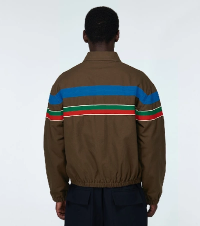 Shop Gucci Cotton Zipped Jacket With  Stripe In Brown