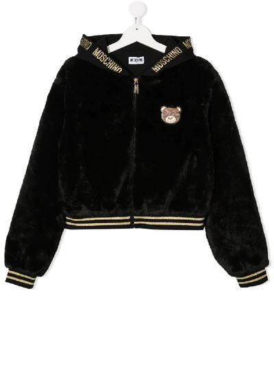 Shop Moschino Toy Bear Hooded Jacket In Black