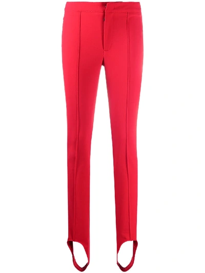Shop Moncler Fitted Stirrup Leggings In Red