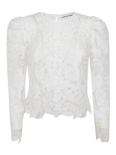 Shop Self-portrait Guipure Lace Blouse In White