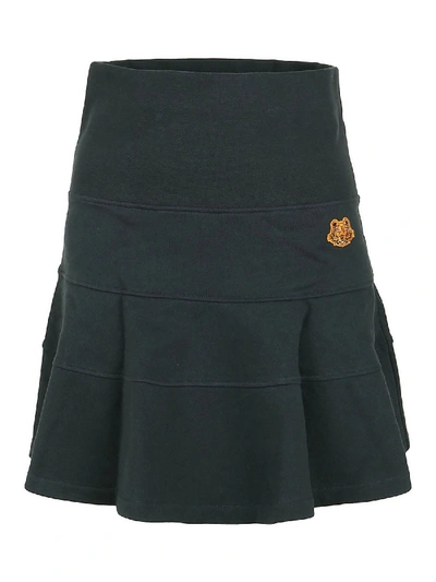 Shop Kenzo Logo Patch Cotton Skirt In Green