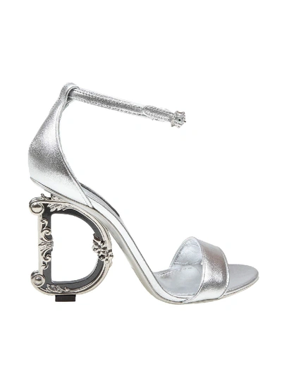 Shop Dolce & Gabbana Devotion Sandal In Silver Color