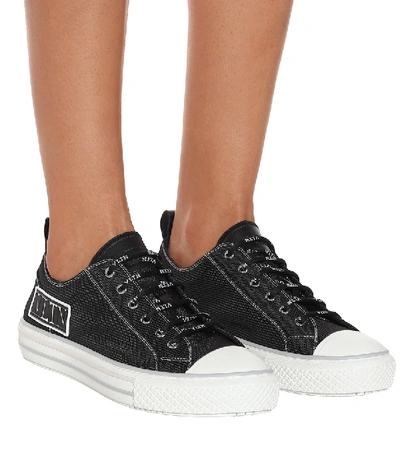 Shop Valentino Giggies Canvas Sneakers In Black
