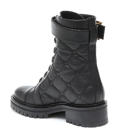 Shop Balmain Ranger Quilted Leather Combat Boots In Black