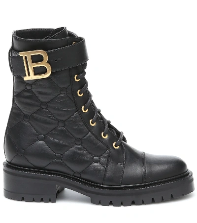 Shop Balmain Ranger Quilted Leather Combat Boots In Black