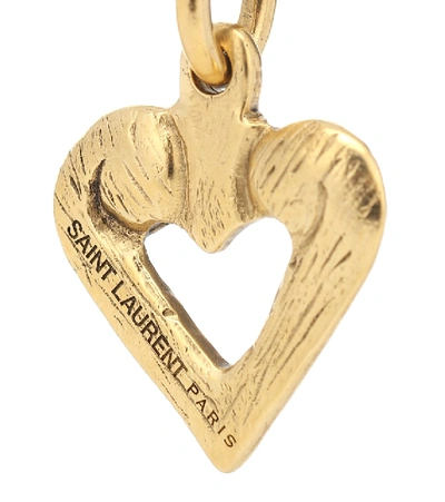 Shop Saint Laurent Heart Charm Necklace In Gold