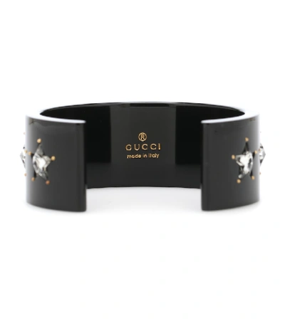 Shop Gucci Logo Crystal Bracelet In Black