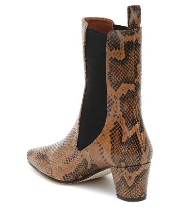 Shop Paris Texas Snake-effect Leather Ankle Boots In Brown