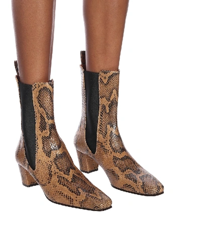 Shop Paris Texas Snake-effect Leather Ankle Boots In Brown