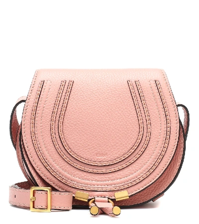 Shop Chloé Marcie Mini Leather Shoulder Bag In Pink