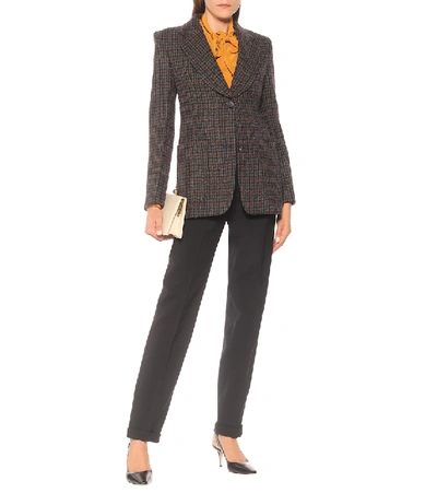 Shop Victoria Beckham Checked Wool Blazer In Brown