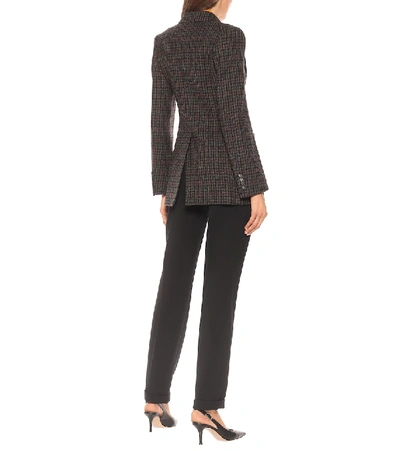 Shop Victoria Beckham Checked Wool Blazer In Brown