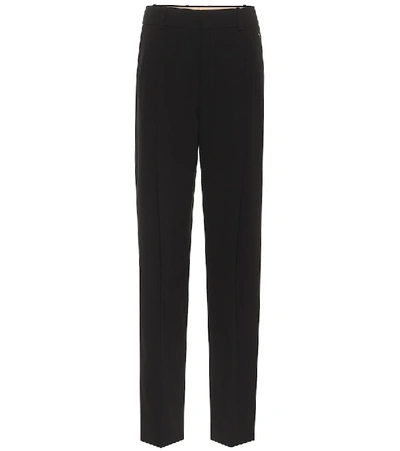 Shop Chloé High-rise Straight Crêpe Pants In Black