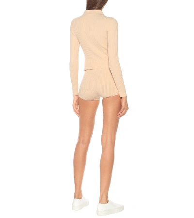 Shop Live The Process Ribbed-knit Shorts In Beige