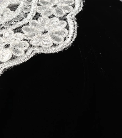 Shop Alessandra Rich Lace-trimmed Velvet Gown In Black
