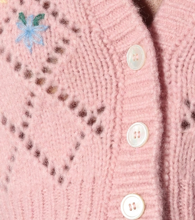 Shop Alessandra Rich Embroidered Alpaca-blend Cardigan In Pink