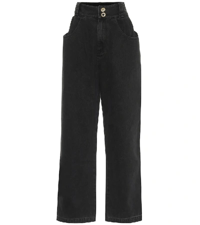 Shop Alessandra Rich High-rise Wide-leg Jeans In Black