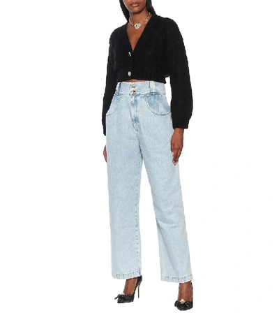 Shop Alessandra Rich High-rise Wide-leg Jeans In Blue