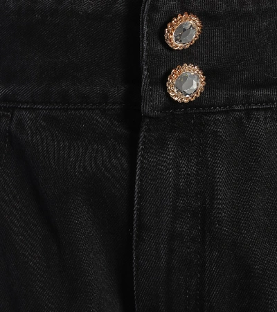Shop Alessandra Rich High-rise Wide-leg Jeans In Black