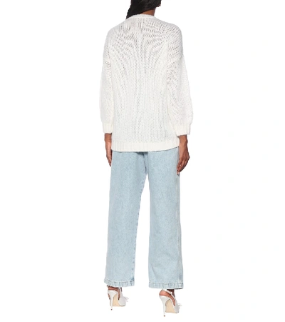 Shop Alessandra Rich Cable-knit Cardigan In White