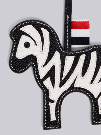 Shop Thom Browne Black And White Pebbled Calfskin Zebra Charm
