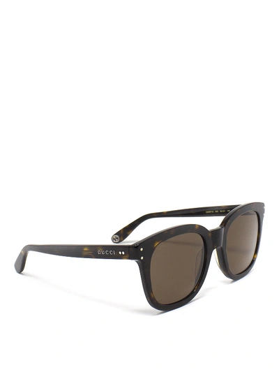 Shop Gucci Havana Squared Sunglasses In Brown