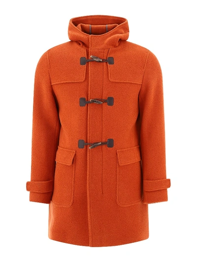 Shop Herno Wool Hooded Coat In Orange