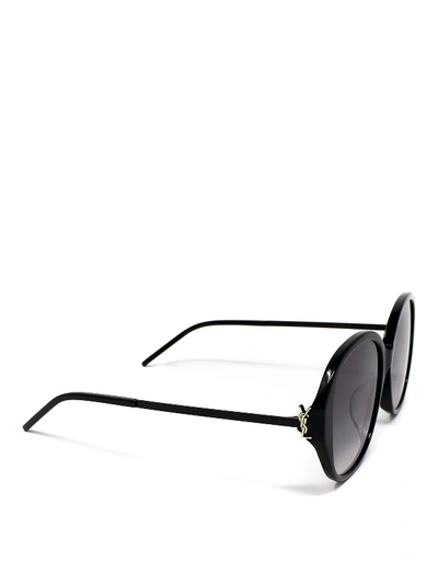 Shop Saint Laurent Oval Acetate Sunglasses In Brown