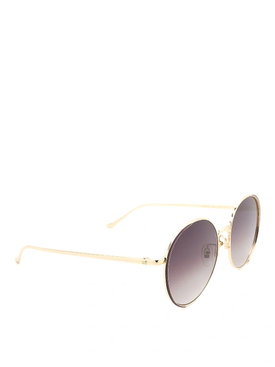 Shop Gucci Slim Metal Frame Round Sunglasses In Purple