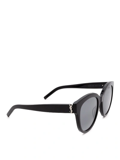 Shop Saint Laurent Slm29 Black Acetate Sunglasses