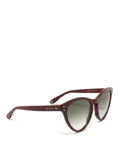 Shop Gucci Stripe Pattern Acetate Sunglasses In Red